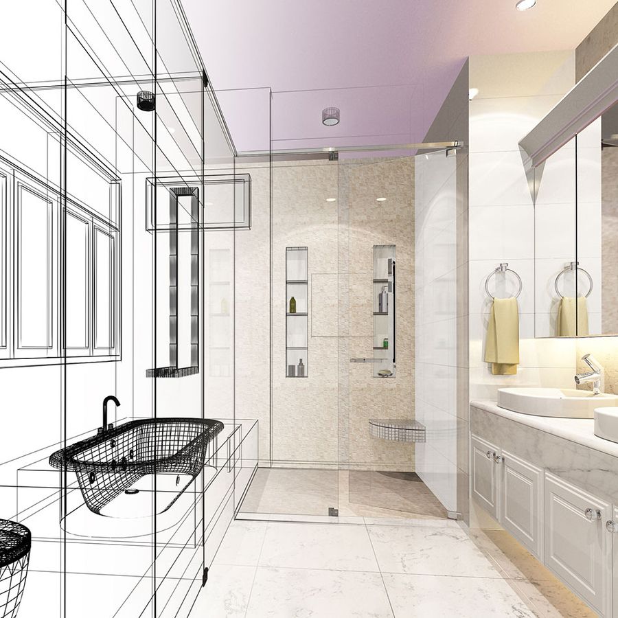 Badezimmer mit integrierter Skizze